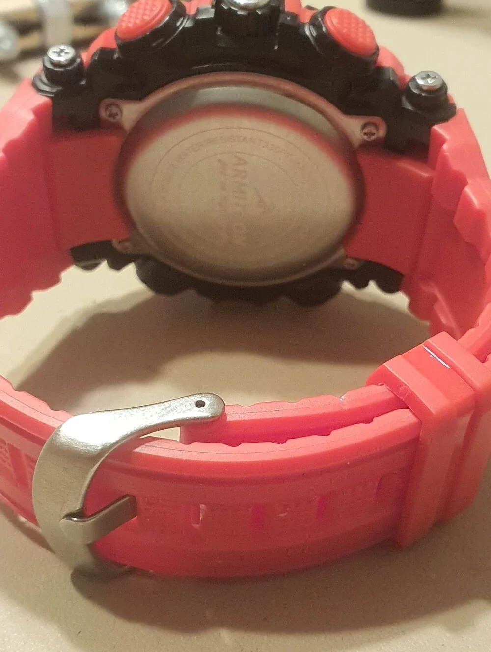 10/$20 Armitron Pro Sport Red Analog/Digital Alarm Chrono Men's Watch For Repair